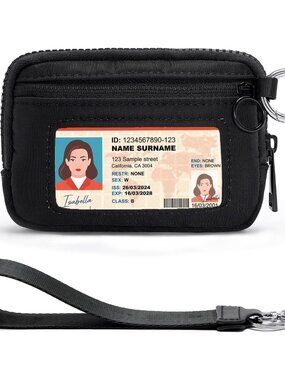 The Iris Wallet for Women Mini Zip Card Case with Clear ID Window Zipper Coin Pu